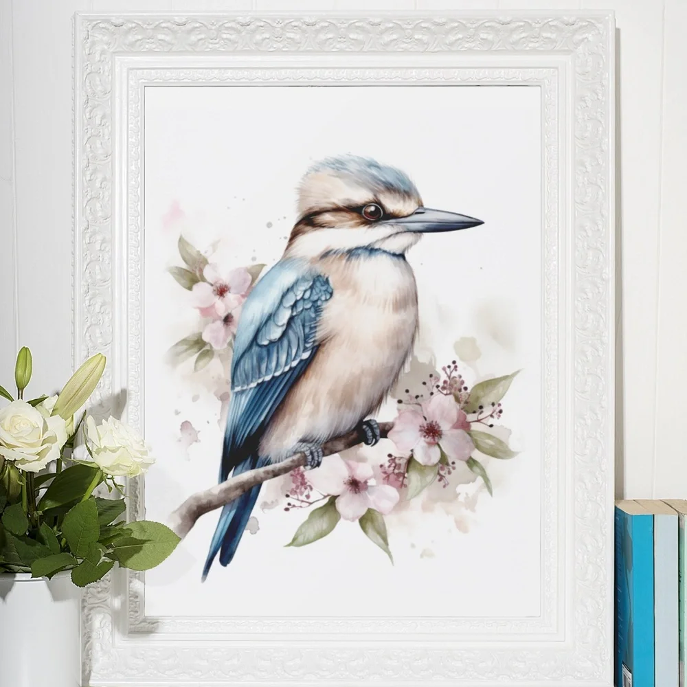 Watercolor Kookaburra Bird Portrait Wall Art Illustration Print Unframed - Picture 8 of 15